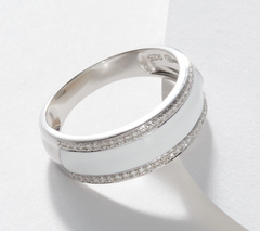 Affinity Diamonds Enamel Band Ring, 0.10cttw, Sterling Silver, Size 5