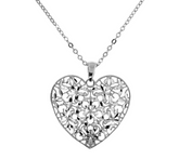 Italian Silver Diamond-Cut Heart Sterling Silver Pendant w/ Chain