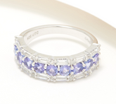 Generation Gems Tanzanite Exotic & White Zircon Gemstone Band Ring, SS, Size 5