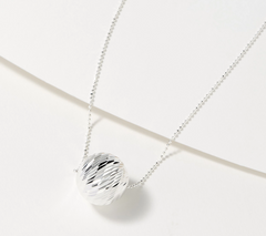 UltraFine 950 Fine Silver Diamond Cut Bead Necklace 32"