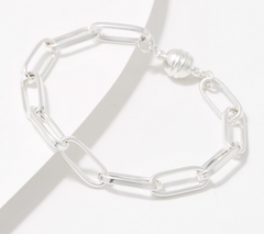 UltraFine 950 Silver Magnetic Paperclip Bracelet, Avg