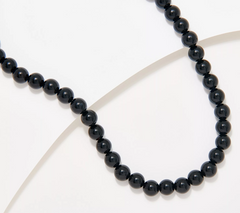 Affinity Gems Opaque Round Gemstone Beaded Black Necklace Sterling