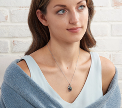 Affinity Gems Oval Black Opal Cabochon Necklace – Sterling Silver