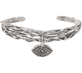 Or Paz Sterling Silver Evil Eye Charm Dangle Cuff Small