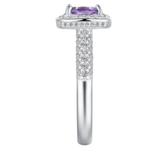 Sterling Silver Sapphire & White Zircon Halo Ring Size 7