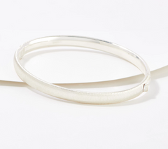 UltraFine 950 Silver Polished Finished Oval Tube Hinged design Bangle Large