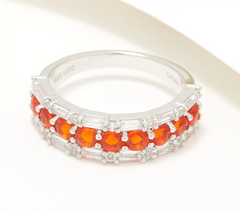 Generation Gems Exotic Fire Opal & White Zircon Band Ring Size 8