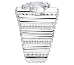 JUDITH Classic Sterling Silver & Diamonique Wide Band Ring Size 11