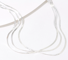 UltraFine 950 Silver 3-Row Herringbone 18" Necklace