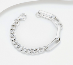 UltraFine 950 Silver Paperclip & Curb Link Toggle Bracelet Avg