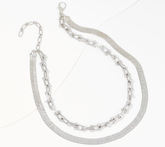 Susan Graver Multi-Chain Silver Tone Adjustable Necklace