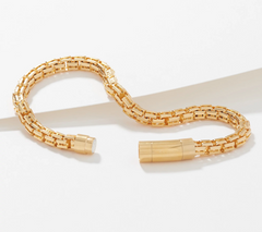 Italian Silver Gold-Over Sterling Silver Split Link Bracelet, Small