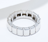 Lisa Freede x Silver Style Rhodium Plated Sterling Silver Baguette Eternity Ring, Size 6