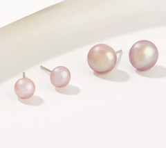 Affinity Sterling Silver Cultured Pearls S/2 Lavender Button Studs