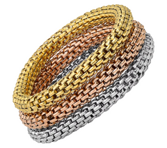 Steel by Design Tri-Color Mesh Link Bracelet Set 6-1/2"L