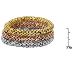 Steel by Design Tri-Color Mesh Link Bracelet Set 6-1/2"L