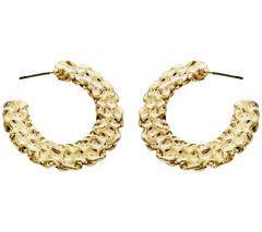 True Lovelies 1-3/8" Flat Hammered Hoop Earrings