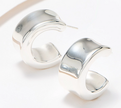 UltraFine 950 Silver Puffed 1" Huggie Hoop Earring