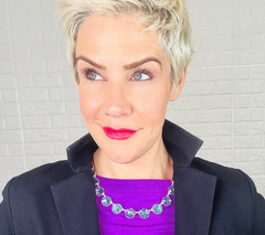 Joan Rivers Silver Tone Brass Blue Octagon- Cut Colette Necklace