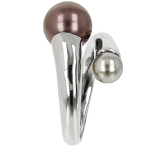 Steel by Design Simulated Pearl Bypass Ring Size 9
