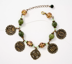 Connemara Marble Castles of Ireland Charm Bracelet, 7-1/4"L