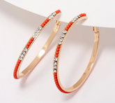 Joan Rivers Gold Tone Coral Bead & Crystal Hoops