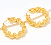 BellaOro 14K Gold Over Resin Polished 1-1/4" San Marco Hoop Earrings