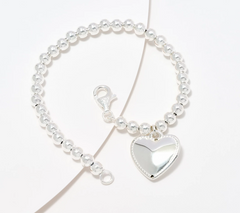 UltraFine Sterling Silver 5mm Bracelet w/ Heart Charm Avg