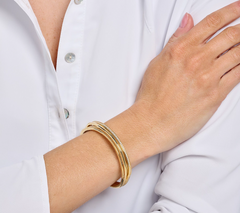Diamonique Italia Gold Clad Sterling Silver Hinged Cuff Bangle, Avg