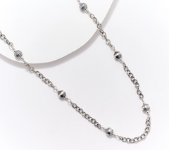 American West Sterling Silver Bead & Textured Oval 24" Necklace