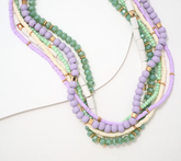 Susan Graver Multi-Strand Mint / Lilac Beaded Necklace