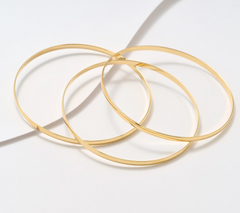 UltraFine 950 Silver Gold Tone Set of 3 Polished Bangles, Large