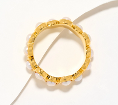 Honora Cultured Pearl Band Gold Clad Sterling Silver Ring Size 7
