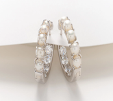 Honora Cultured Pearl & CZ Rhodium-plated Sterling Silver Inside Out Hoops