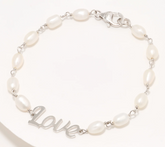 Honora Cultured Pearl Sterling Silver Inspirational "Love" Bracelet Avg