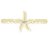 Goddaughters 14K Gold Clad White Topaz Mini Starfish Ring Size 9