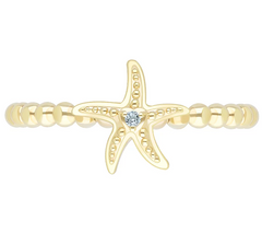 Goddaughters 14K Gold Clad White Topaz Mini Starfish Ring Size 9