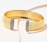 David Markstein Yellow Bronze White Topaz Omega Bangle, Large