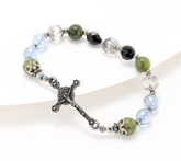 Connemara Marble Silvertone Our Loard Bracelet