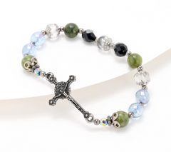 Connemara Marble Silvertone Our Loard Bracelet