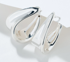 UltraFine 950 Silver Graduated Hoop Earrings, 1-1/4"