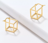 David Markstein Bronze Gold Tone Geometric 7/8" Hoop Earrings