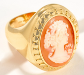 David Markstein Goldclad Sterling Silver Cameo Beaded Frame Polished Ring, Size 8