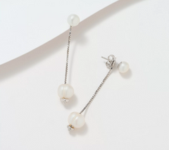 Honora Sterling Silver Cultured Pearl Drop Box Chain Earrings
