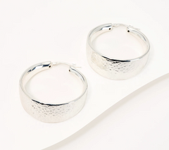 UltraFine Silver Graduated Hammered 1-1/2"Sterling Silver Hoops
