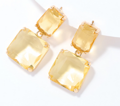Susan Graver Faceted Yellow Double Stone Drop Earrings