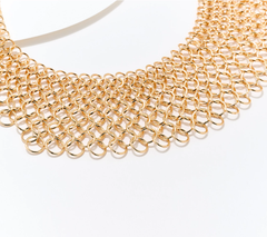 Susan Graver Metal Mesh Statement Gold Tone Necklace