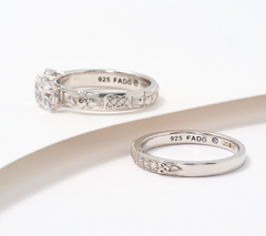 Fado Sterling Silver Three Stone Ring with Matching Band Size 5