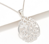Solvar Sterling Silver Pave Shamrock Pendant with 20" Chain