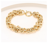 Silver Style Gold Tone Sterling Silver Textured Byzantine Bracelet, Avg